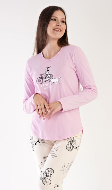 Dámské pyžamo dlouhé Vienetta Secret Dívka na kole