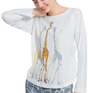 Dámské pyžamo dlouhé Vienetta Secret Žirafy