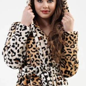 Dámský župan dlouhý s kapucí Vienetta Secret Leopard