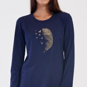 Nadměrné dámské pyžamo dlouhé Vienetta Secret Peří