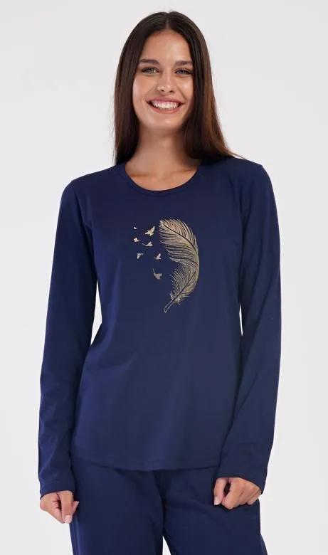 Nadměrné dámské pyžamo dlouhé Vienetta Secret Peří