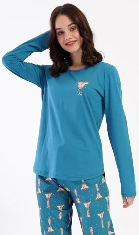 Dámské pyžamo dlouhé Vienetta Secret Malá žirafa