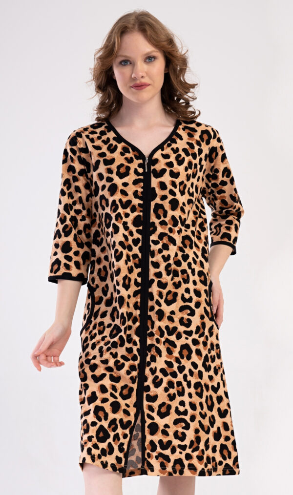Dámské domácí šaty s tříčtvrtečním rukávem Vienetta Secret Leopard