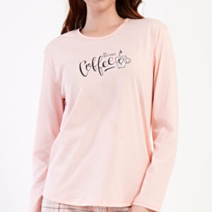 Dámské pyžamo dlouhé Vienetta Secret Coffee