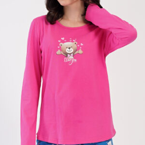 Dámské pyžamo dlouhé Vienetta Secret Méďa I love you