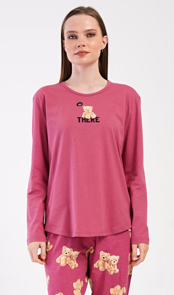 Dámské pyžamo dlouhé Vienetta Secret Pink bear