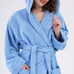 Dámský župan dlouhý s kapucí Vienetta Secret Modrásek