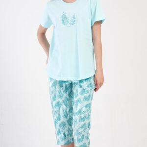 Dámské mentolové pyžamo Vienetta Secret SIMONA kapri