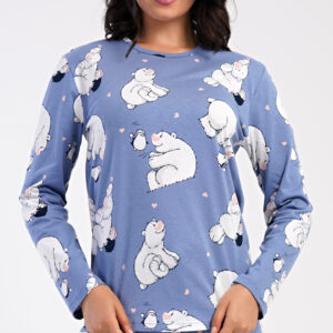 Dámské pyžamo dlouhé Tučňák a méďa