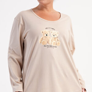 Dámské pyžamo dlouhé nadměr Vienetta Secret Méďové