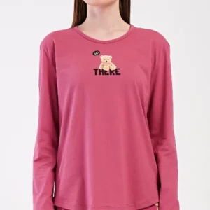 Dámské pyžamo dlouhé Vienetta Secret Pink bear