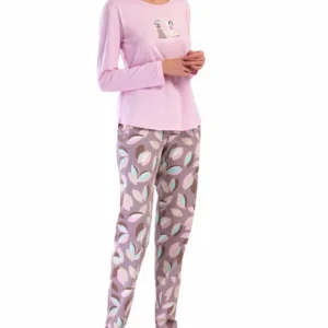 Dámské růžové dlouhé pyžamo vienetta Secret Klárka