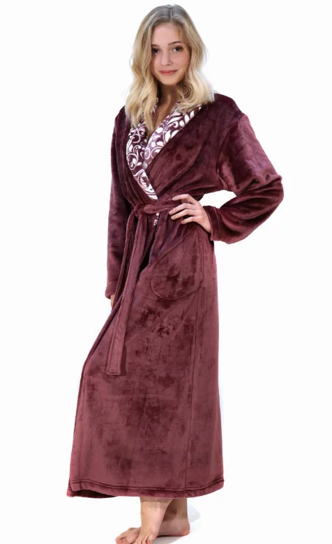 Dámský dlouhý župan Vestis Flora 2556 vřes